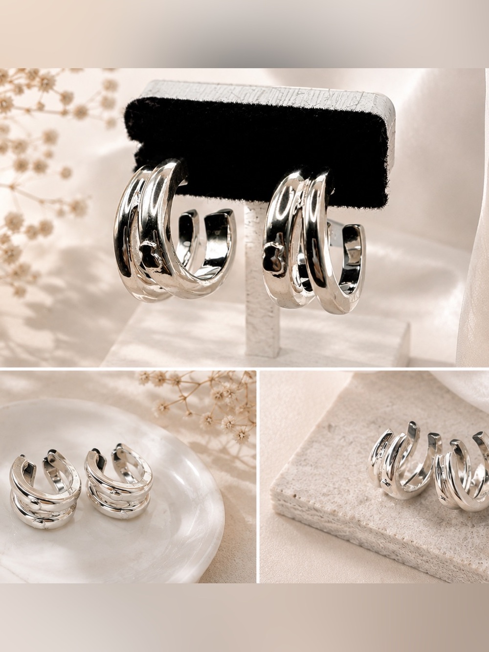 Silver Hoop Earrings Sterling silver 925